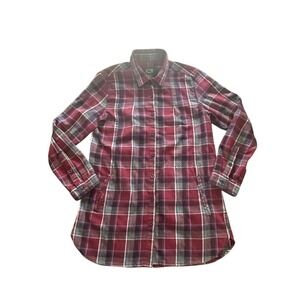 Stillwater Supply Co. Womens Medium Red Plaid Flannel Longline Shirt Dress‎